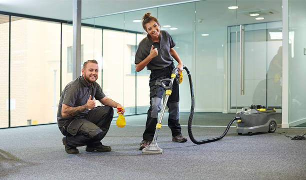 A team of cleaning professionals working.